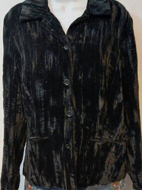 Coldwater Creek Large Black Crushed Velvet Jacket